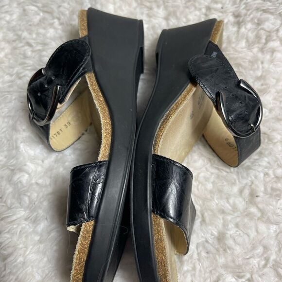 Mephisto Air Relax leather black straps wedge sandals silver tone buckle EURSZ39 - Picture 6 of 13